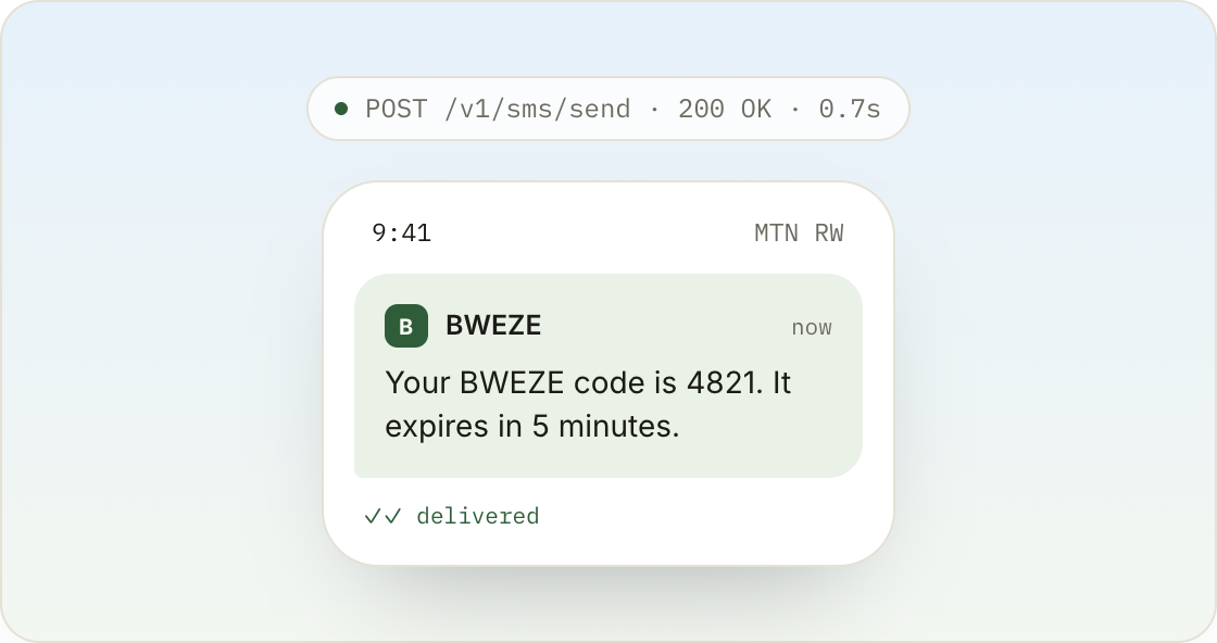 An SMS delivered to a phone through MTN and Airtel with delivery receipts.